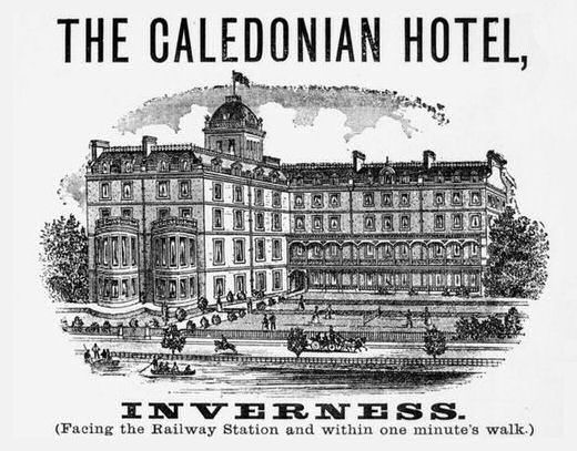 Flyer showing the Victorian era Caledonian Hotel in Inverness