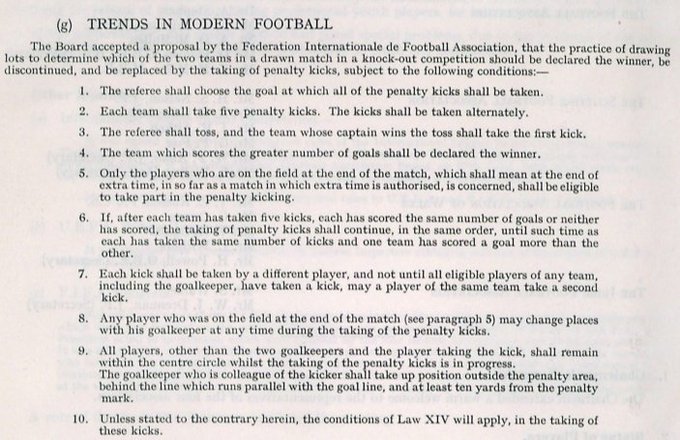 Part of IFAB AGM 1970 Minutes Dealing with Penalty Shoot-outs