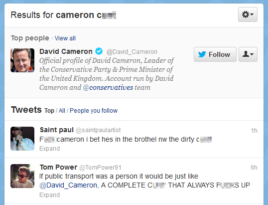 Search for Cameron C*** on Twitter